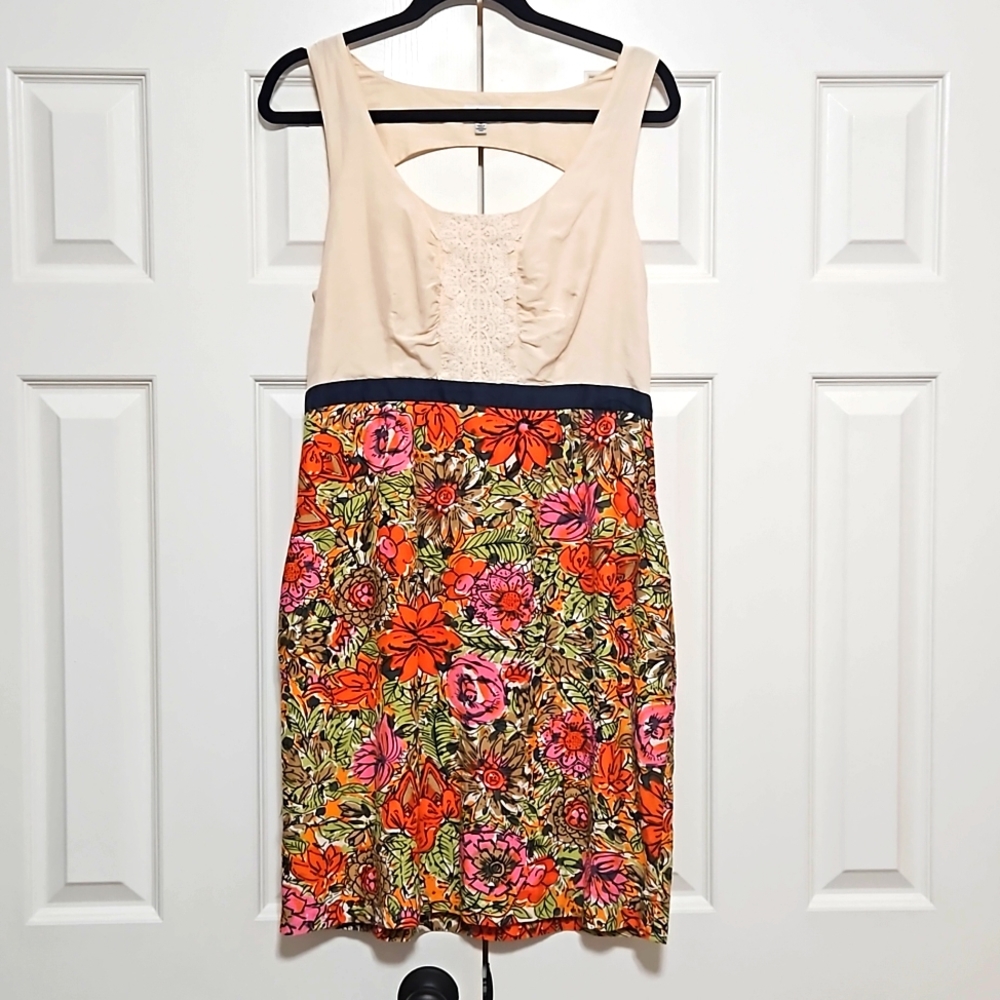We ♡ Vera Anthropologie Floral Bohemian Dress Women's 12 Multi-color GUC